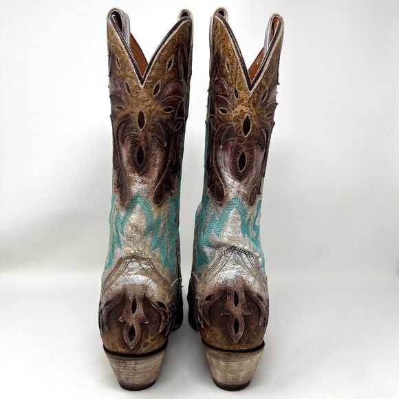 Dan Post All Eyes On Me Turquoise Cowgirl Boots Pointed Toe Women’s Size 6.5 - Picture 9 of 12
